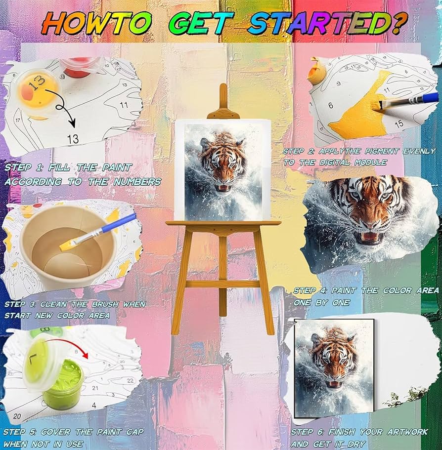 Amazon.co.jp: 数字油絵 虎, ペイントバイナンバー 冬, Paint by